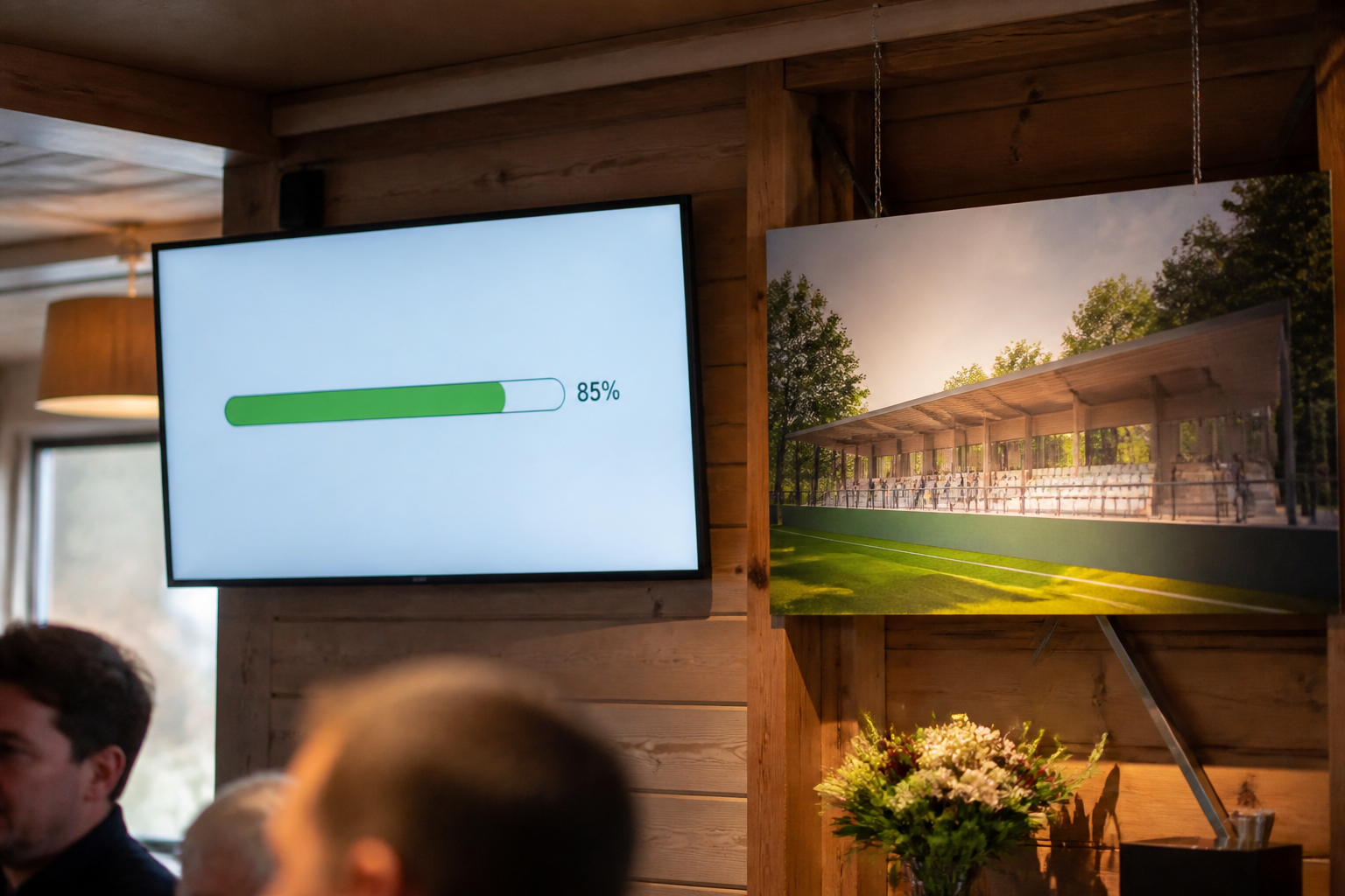 Een voortgangsbalk van een crowdfunding project om gericht geld in te zamelen voor de sportvereniging.
